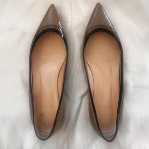 Christian Louboutin Paulina flat in beige patent leather with black trim